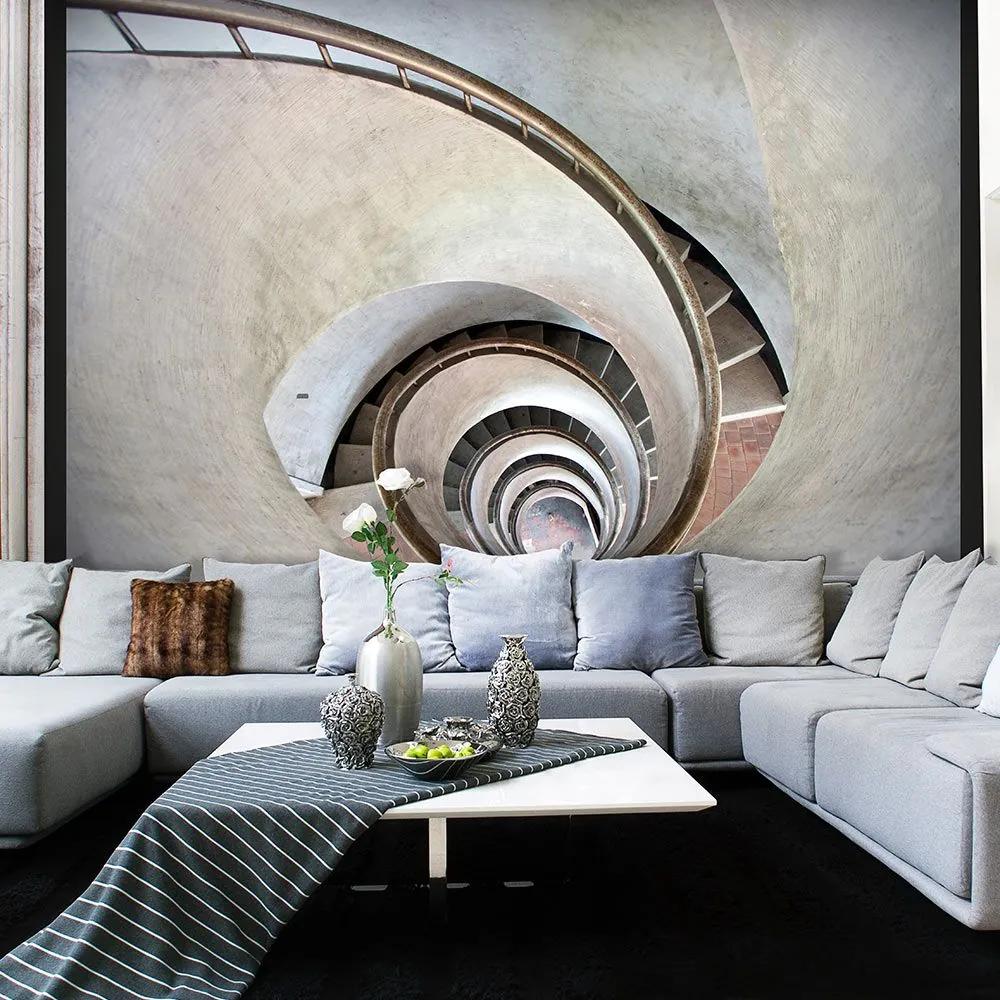 Fototapeta - White spiral stairs 200x154