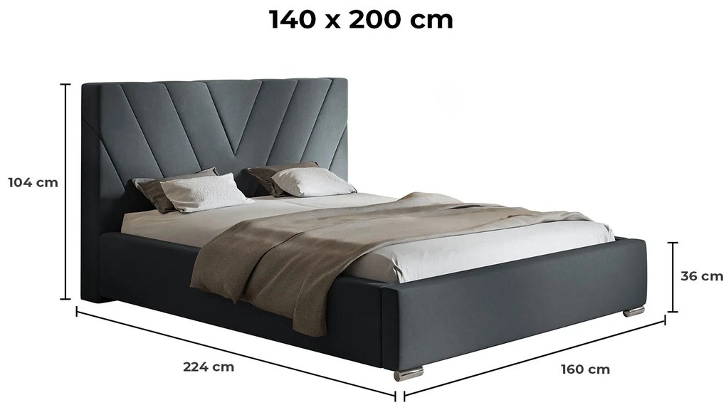 PROXIMA.store - Moderná čalúnená posteľ VIVIAN ROZMER: 140 x 200 cm, FARBA NÔH: wenge