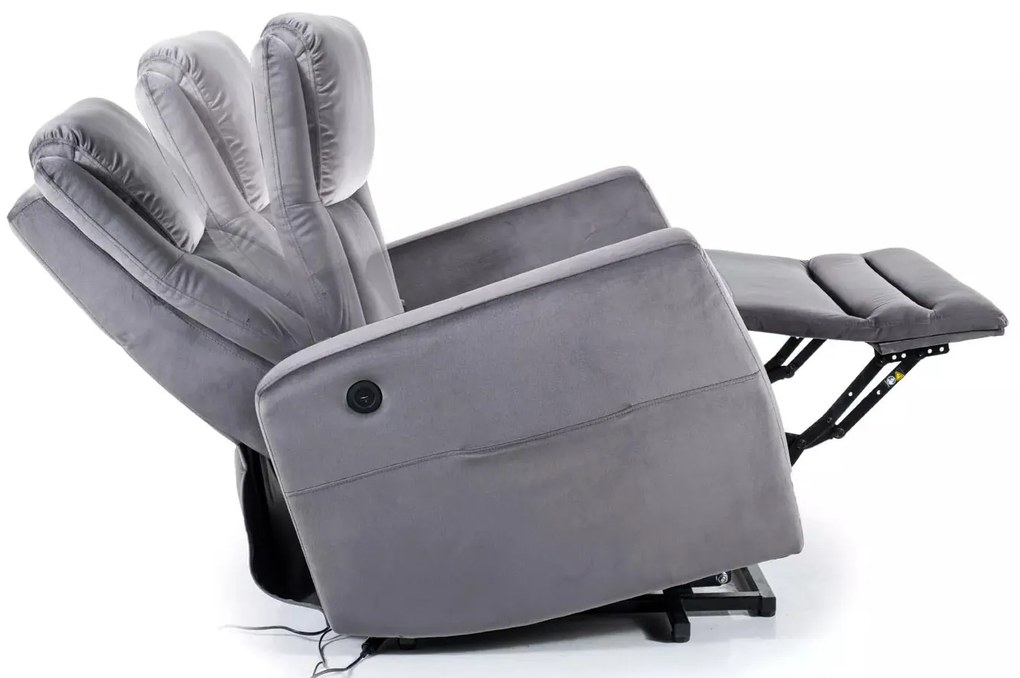 Elektrické polohovací křeslo Adonis Velvet šedé