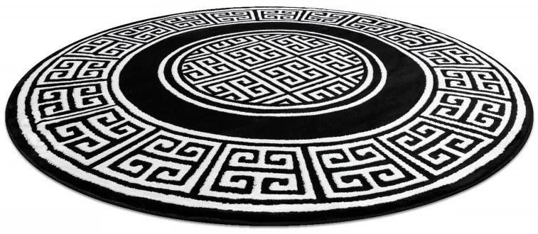 Kusový koberec Gloss 6776 85 greek black/ivory kruh, 200x200 (priemer) kruh, čiernobiela, chodba / predsieň, Dywany Łuszczów