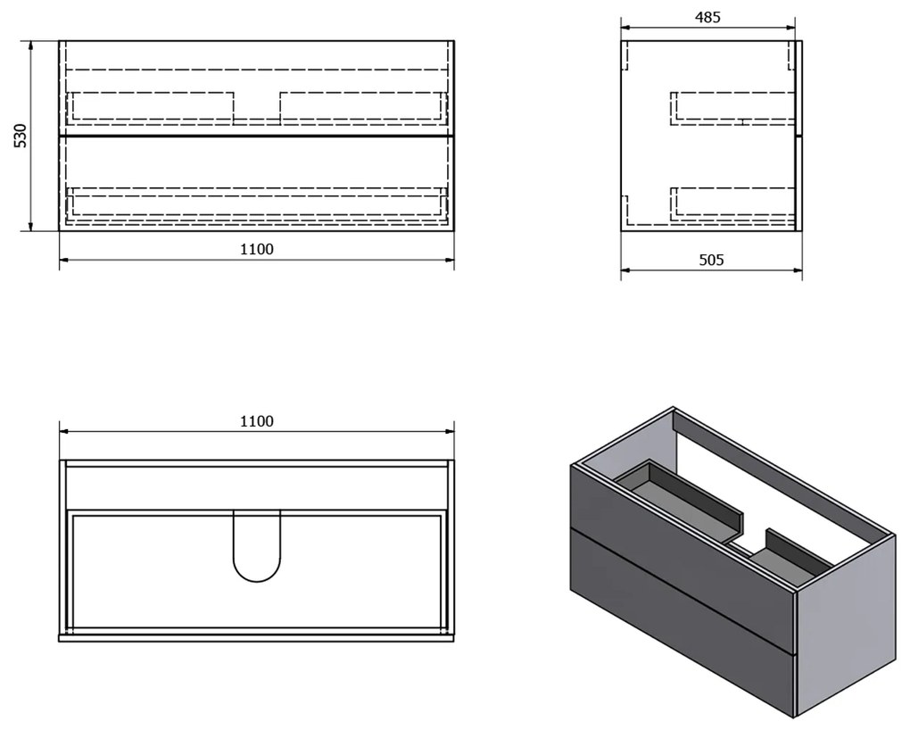 Sapho, TREOS umývadlová skrinka 110x53x50,5cm,dub Collingwood (TS113), TS110-1919