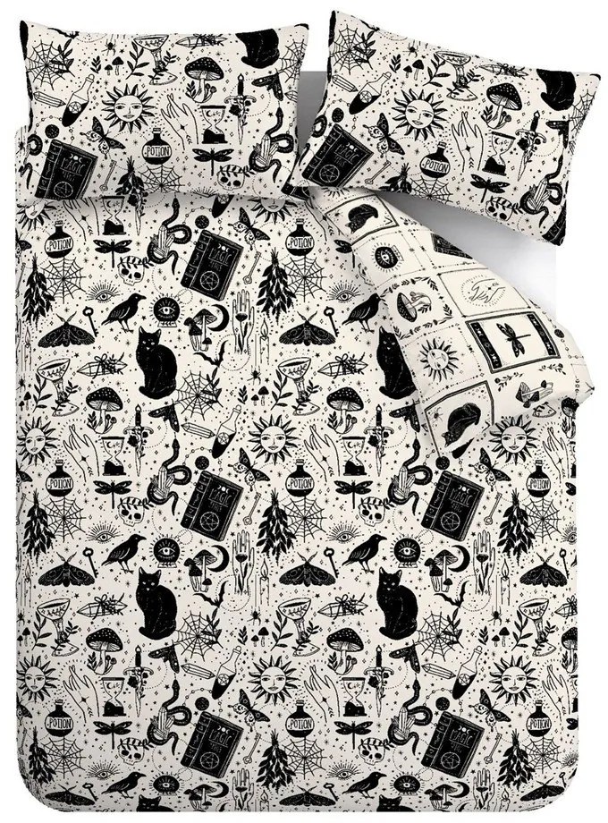 Čierne/béžové obliečky na dvojlôžko 200x200 cm Enchanted Witchcraft – Catherine Lansfield