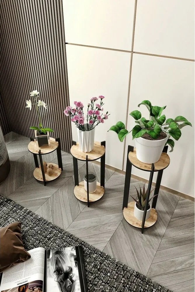 Kruhový stolík Flower - dub