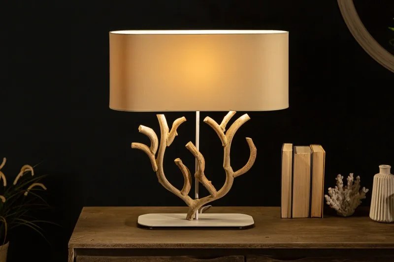 Stolová lampa Koralle 58cm drevo béžová