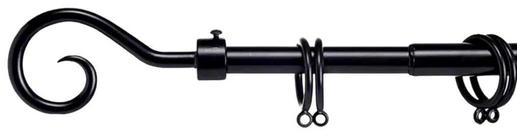 Čierna kovová garniža VALANCE LOOP 120-210 cm