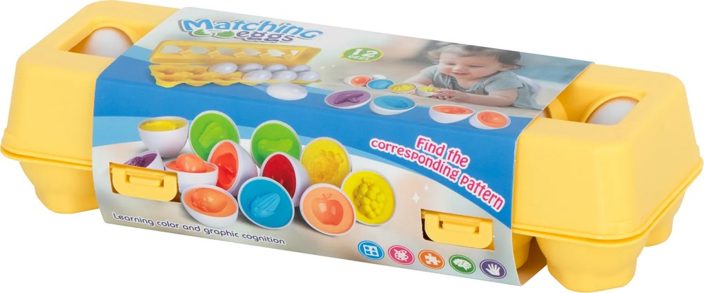 KIK Vzdelávacie puzzle vajíčka 12 ks – triedič tvarov a farieb