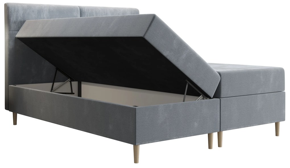 Manželská posteľ Boxspring 140 cm Saruta (sivomodrá) (s matracom a úložným priestorom). Vlastná spoľahlivá doprava až k Vám domov. 1056341