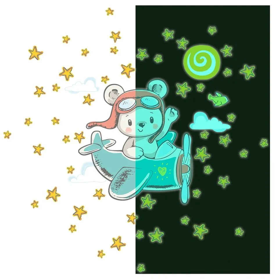 Detská samolepka na stenu 30x25 cm Pilot Bear - Ambiance