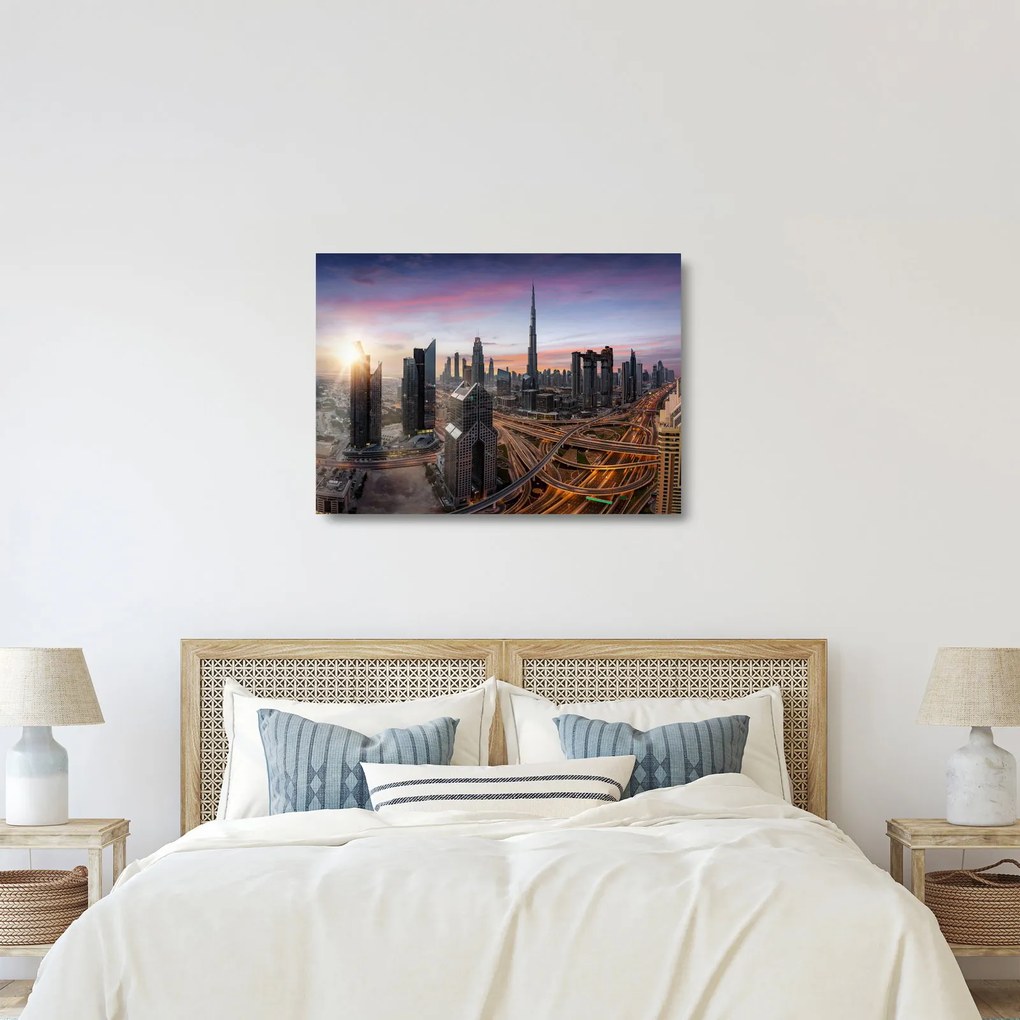 Sklenený obraz - Panorama Dubaja (70x50 cm)