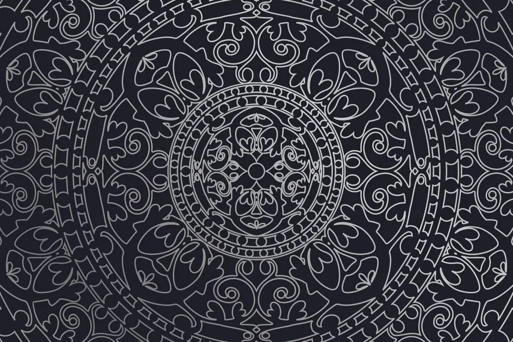 Samolepiaca tapeta orientálny ornament v čiernobielom - 225x150