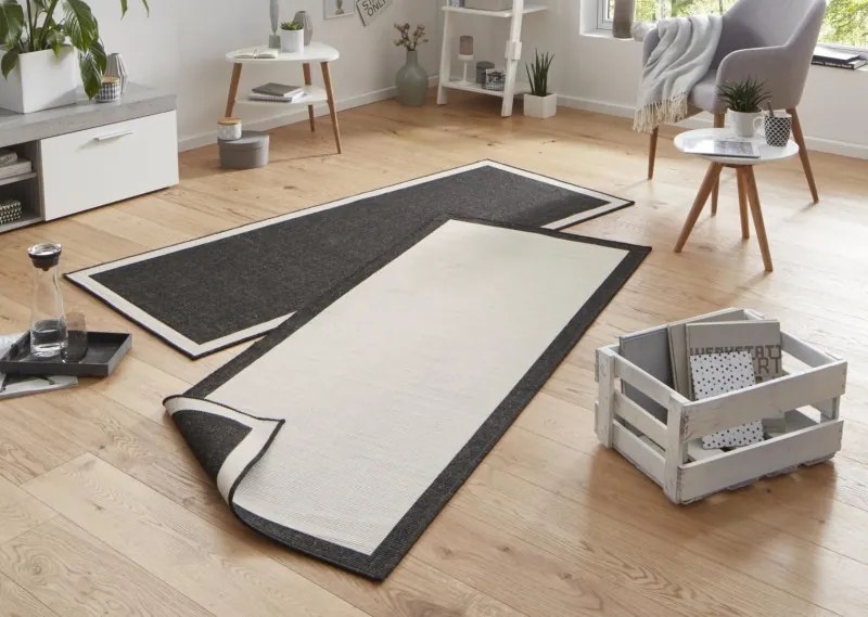 NORTHRUGS - Hanse Home koberce Kusový koberec Twin-Wendeteppiche 103105 creme schwarz – na von aj na doma - 80x150 cm