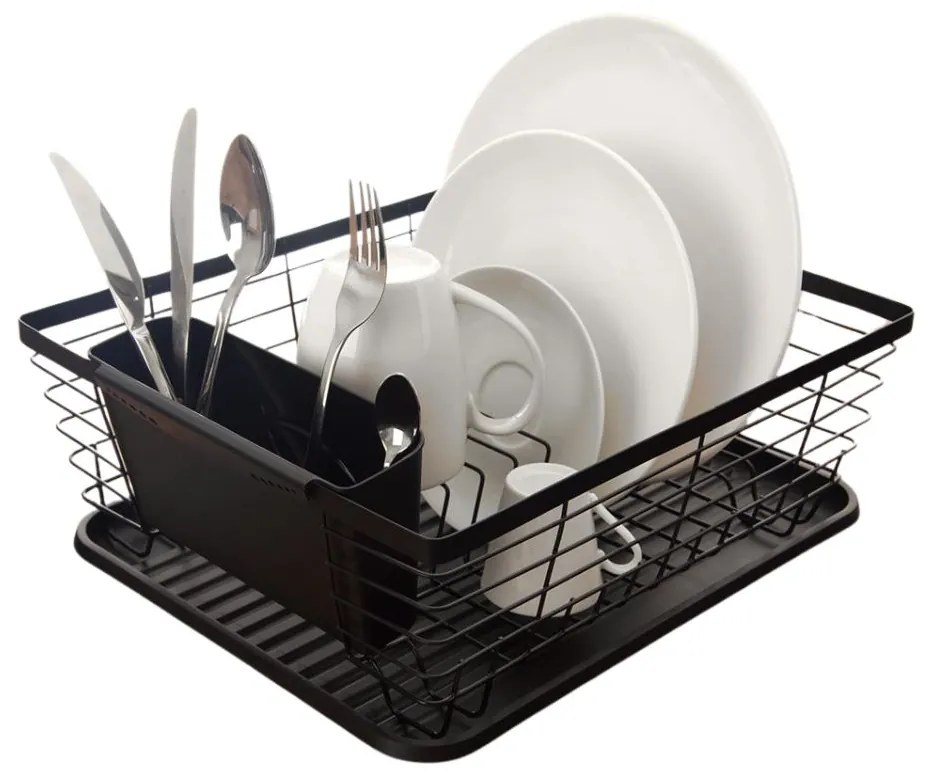 Orion Odkvapkávač na riad, čierny, so stojanom na príbory ARIES