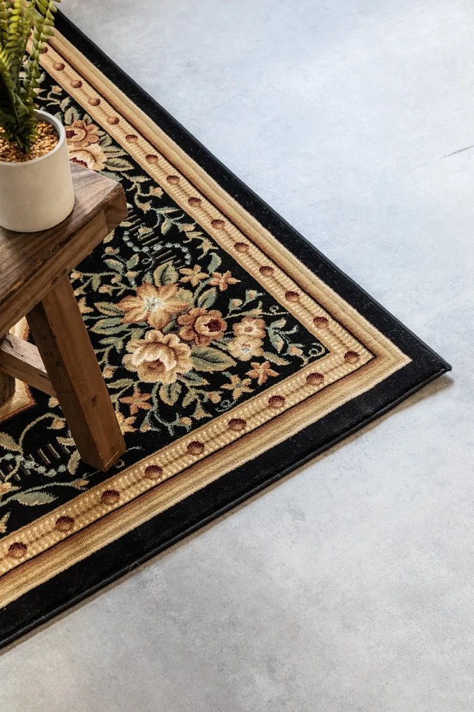 Hanse Home, Behúň Herat 105993 Black Cream, 80x240, čierna, chodba / predsieň