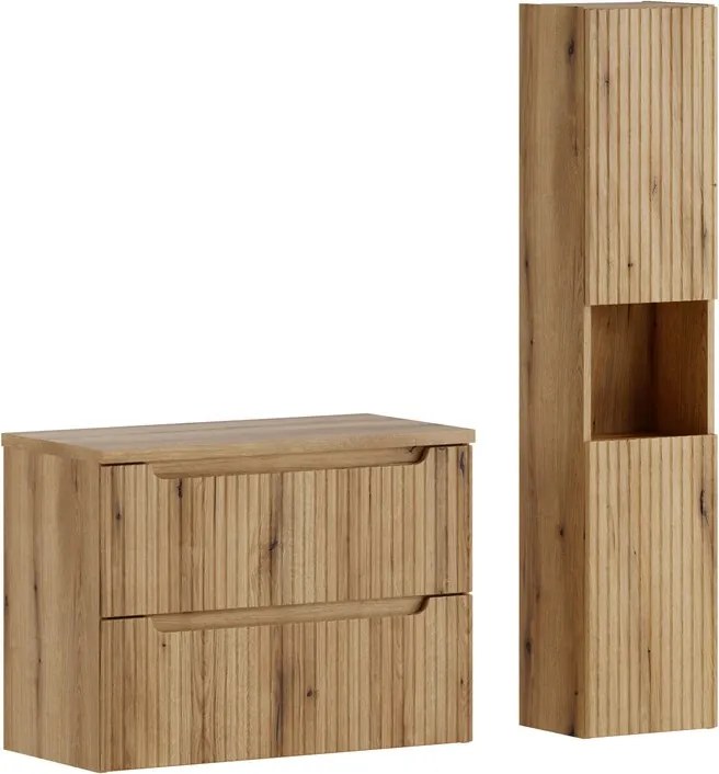 Kúpeľňová zostava Nova s doskou a skrinkami 80 cm dub coast evoke