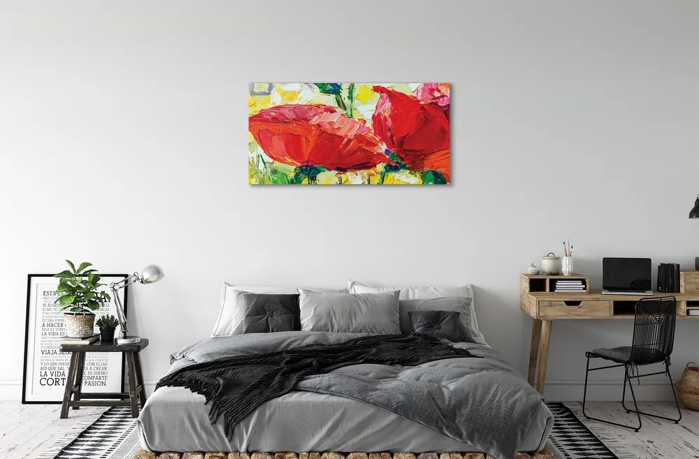 Obraz canvas červené kvety 120x60 cm