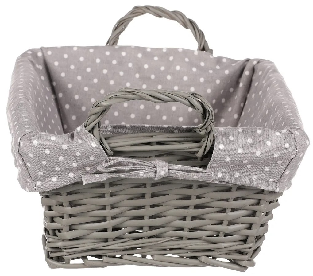 Prútený kôš s látkou sivá, 35 x 25 x 13 cm
