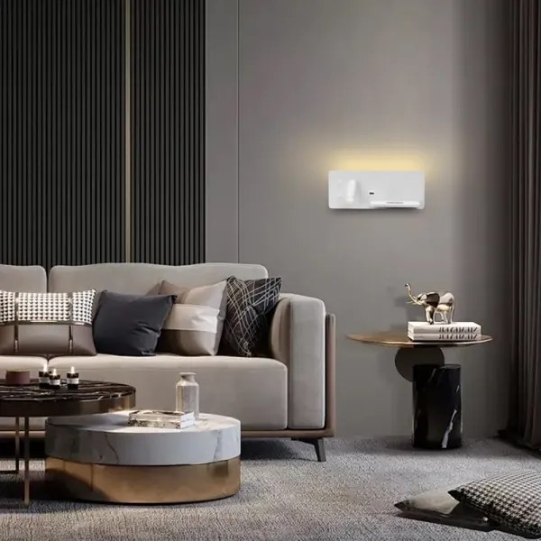 Immax 08285L-LED Nástenné sviet. s pol., USB a bezdr. nab. LED/3W/230V + LED/3W