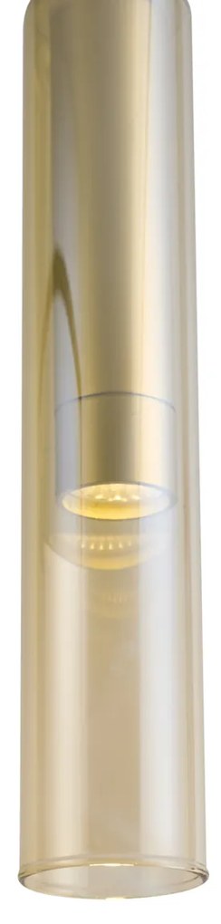 Moderný reflektor zlatý s jantárovým sklom pre koľajnicový systém 1-fázový - Slimline Loyce