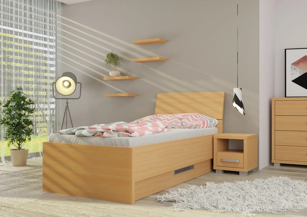 Wood Service Jednolôžko Lenka s úložným priestorom 90 x 200
