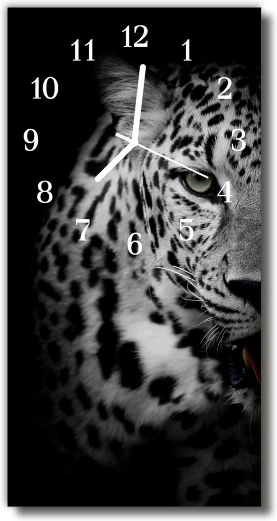 Skleněné hodiny vertikální Černé a bílé tygří zvířata