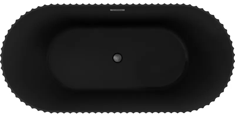 Mexen Paola, voľne stojaca vaňa, drážkovaná, 170 x 80 cm, čierna matná, brúsený grafit, 52721708071-66