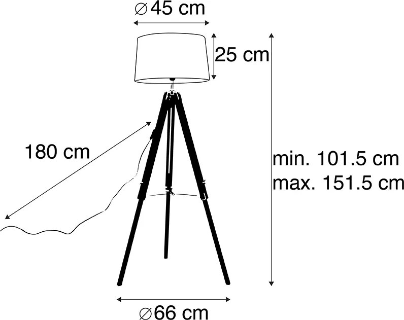 Stojaca lampa trojnožka čierna s tienidlom 45 cm ľanové tmavosivé