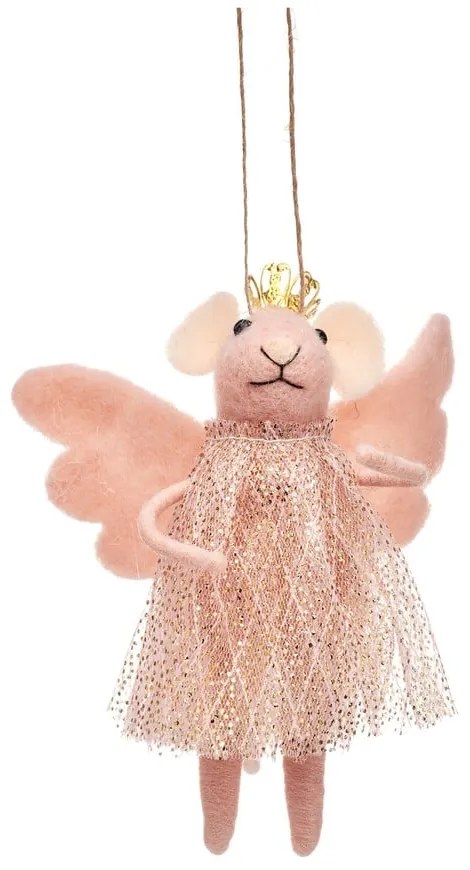 Textilná ručne vyrobená vianočná ozdoba 13 cm Pink Princess Fairy Mouse – Sass & Belle