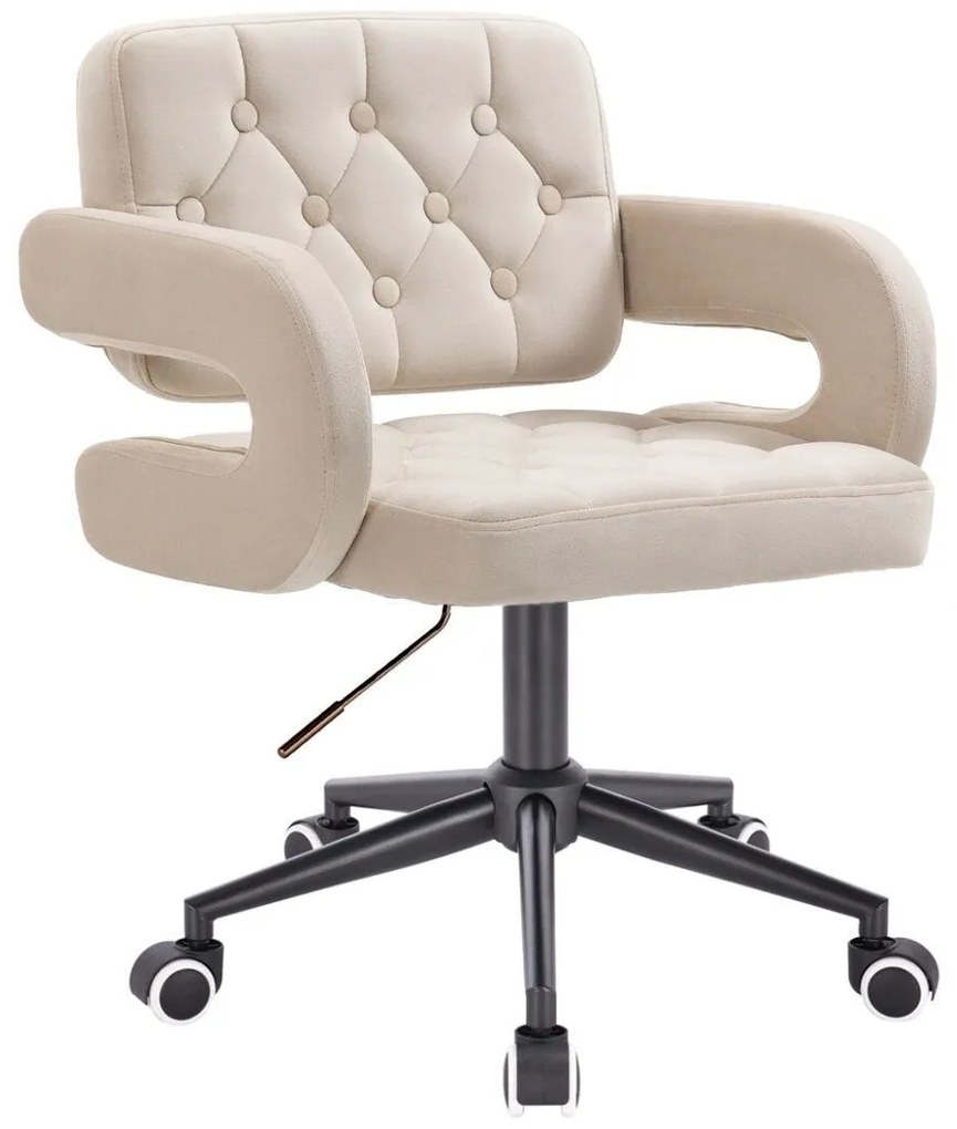 LuxuryForm DESIGN Kreslo ADRIA VELUR na čiernej podstave s kolieskami - krémové