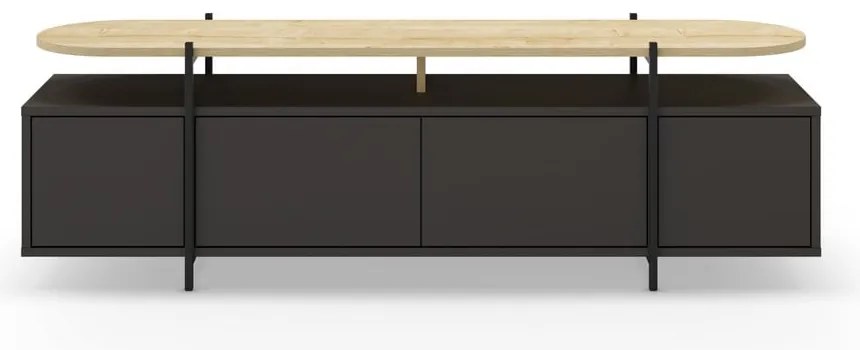 Čierny TV stolík v dekore duba 160x48 cm Hinoa – Marckeric