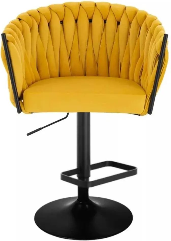 LuxuryForm DESIGN Barová stolička NORDEN VELUR na čiernom tanieri - žltá