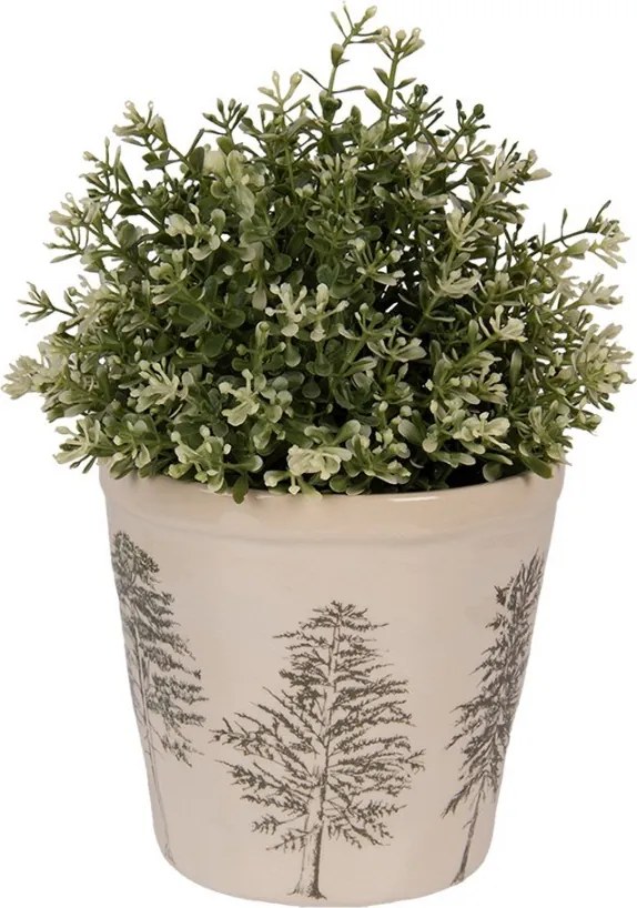 Béžový obal na kvetináč so stromčekmi Natural Pine Trees L - Ø 15*14 cm