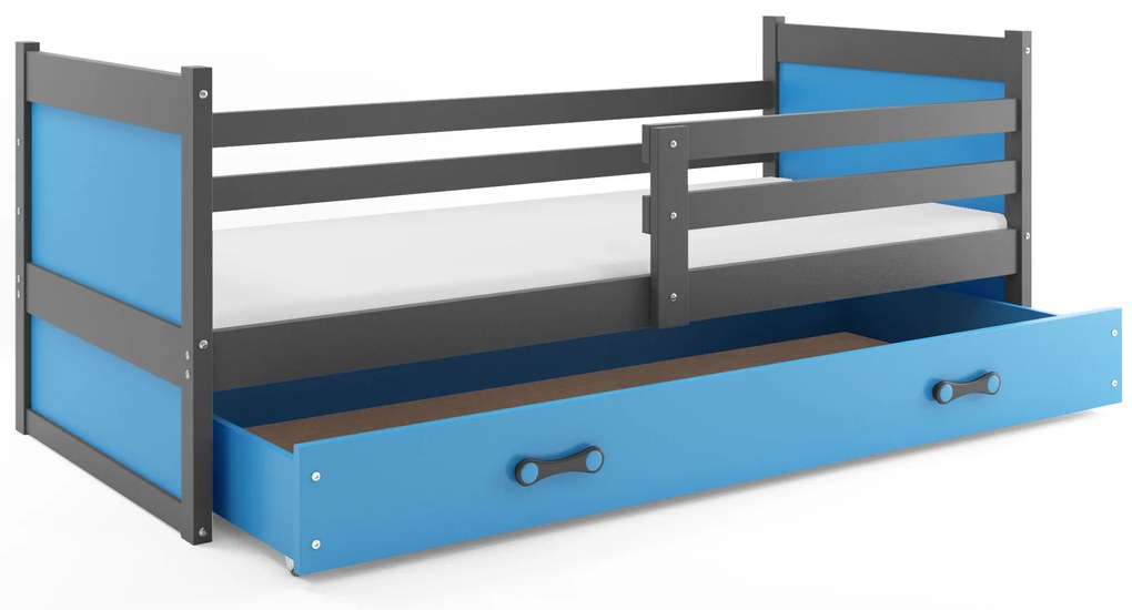 Posteľ RICO 1 200x90 grafitová - modrá