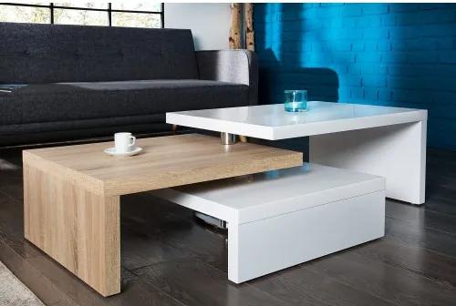 Konferenčný stôl 37017 80/130x60cm Biely/sonoma-Komfort-nábytok