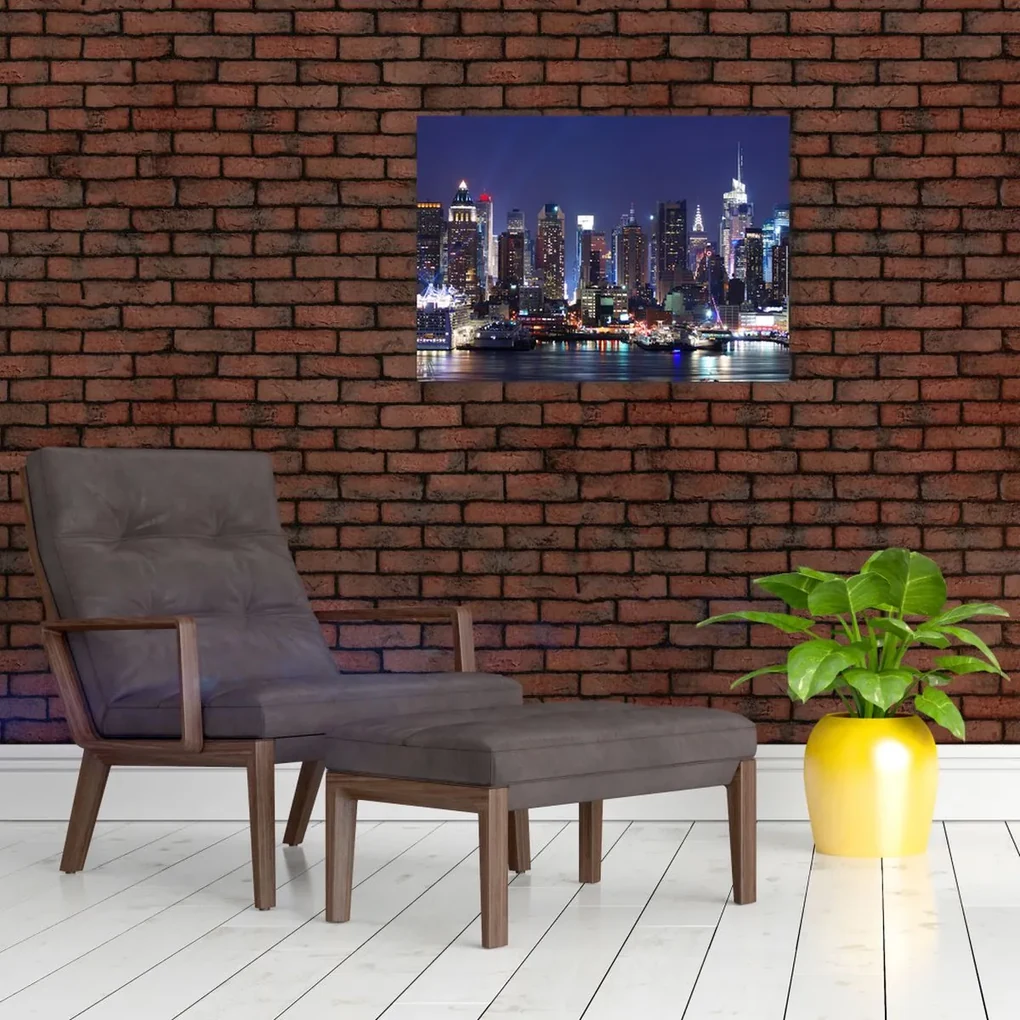 Obraz - Osvetlené New Yorské mrakodrapy (70x50 cm)