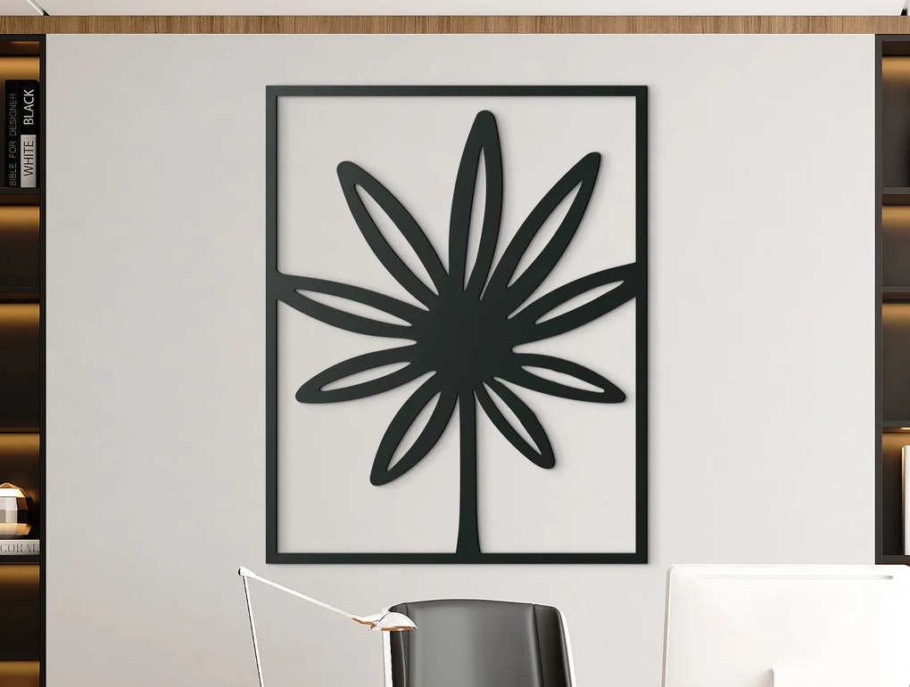drevko Minimalistický obraz Kvet Rozmer obrazu: 41 x 32,5 cm, Farba dekorácie: Čierna