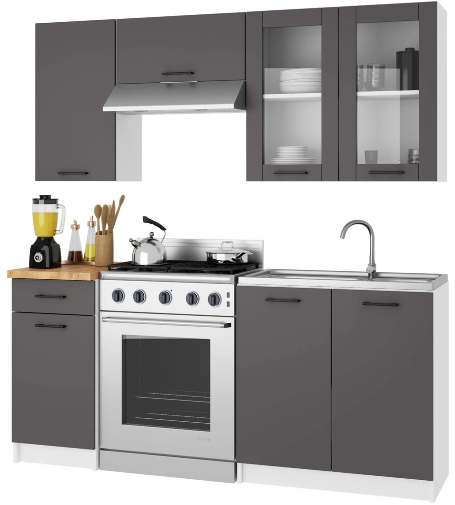 Závesná kuchynská skrinka OLIVIE W 80x72 cm matná biela/matná grafitovo šedá