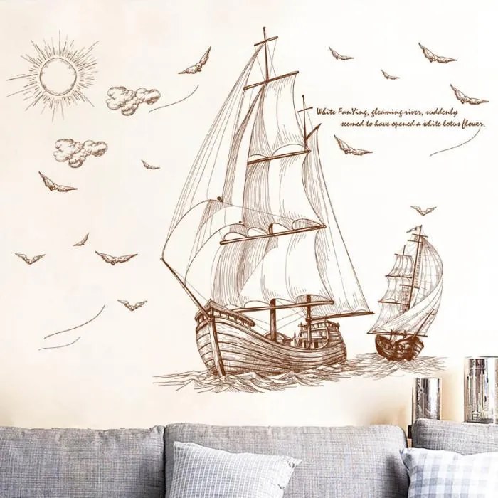 Veselá Stena Samolepka na stenu Pirátske plachetnice