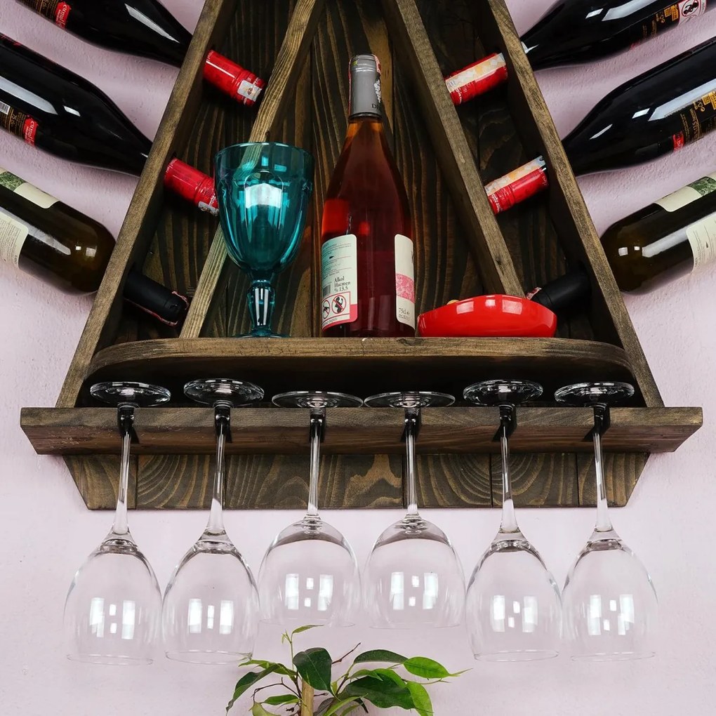 Stojan na víno DREVO 57 cm hnedý