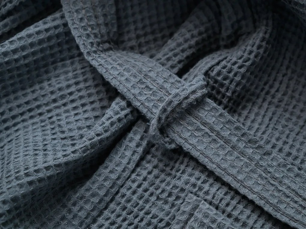 Vaflový župan s kapucňou SPAFFLE, tmavosivý Veľkosť: L/XL