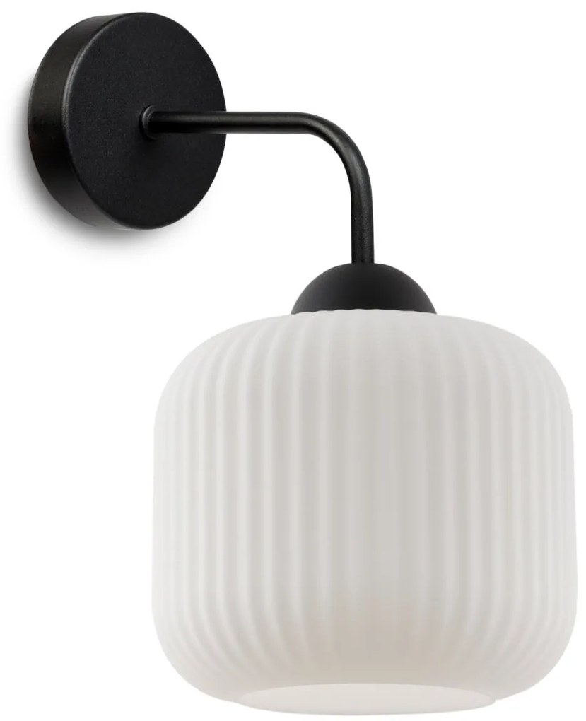 Nástenné svietidlo Riffle, 1x biele sklenené tienidlo, b