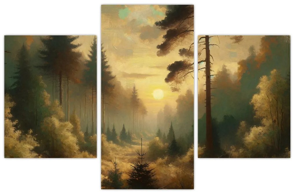 Obraz - Slnko žiariace lesom (90x60 cm)
