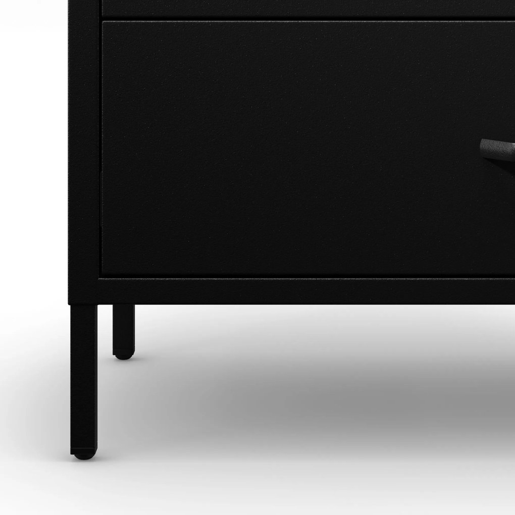 Čierna kovová komoda so zásuvkami na nožičkách CARLA Modern 800 x 1015 x 400 mm