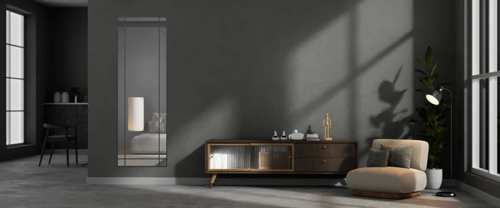 Zrkadlo v čiernom ráme Malaga, univerzálne na zavesenie/stojacie