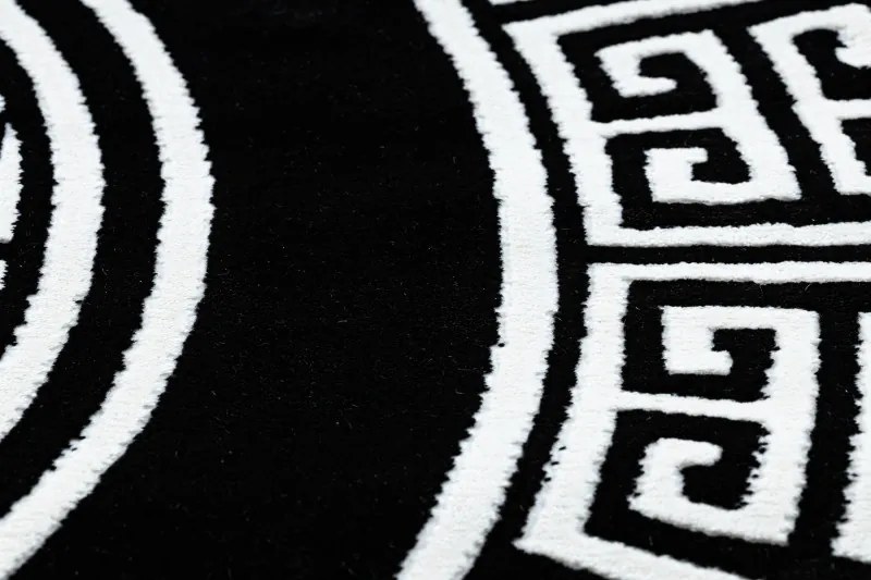 Dywany Łuszczów, Kusový koberec Gloss 6776 85 greek black/ivory kruh, 200x200 (priemer) kruh, čiernobiela, chodba / predsieň