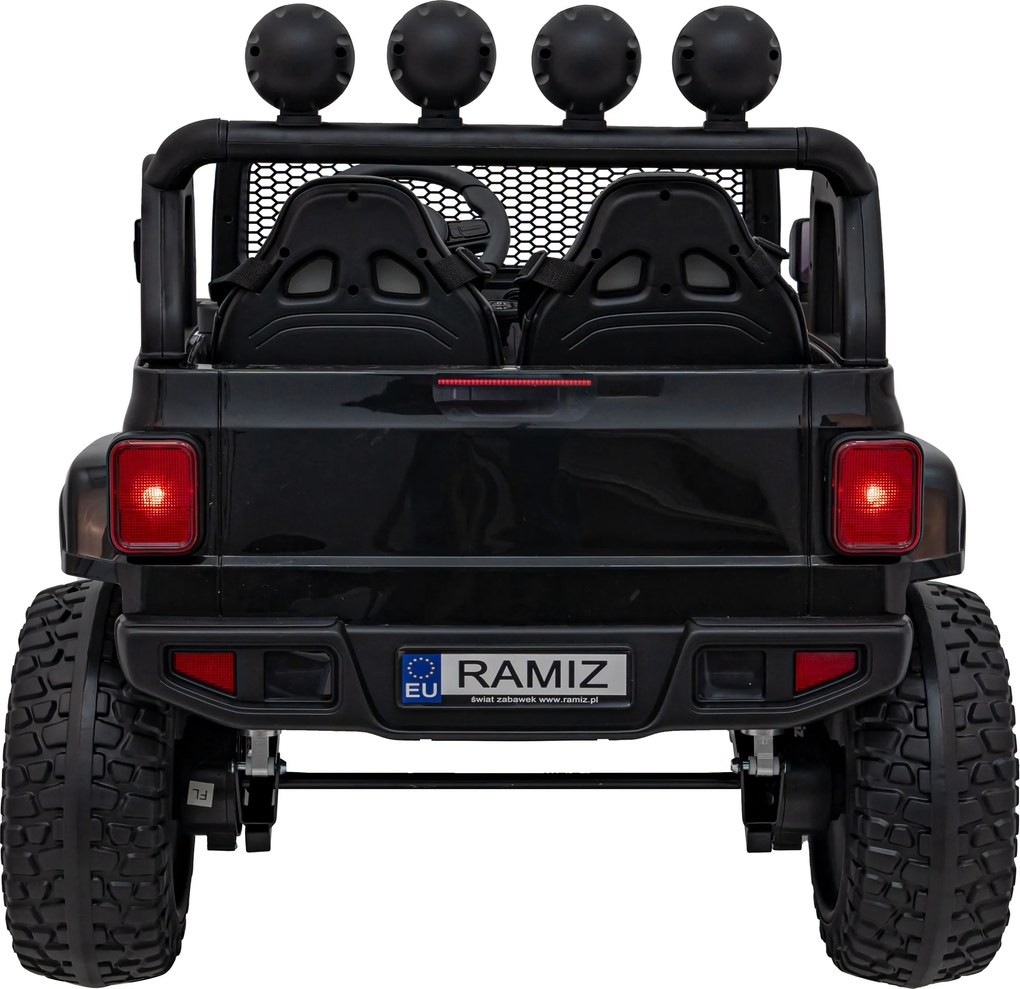 Ramiz Terénne auto OFF-ROAD 3.0 pre deti čierne + diaľkové ovládanie + pomalý štart + pásy + LED a zvuky