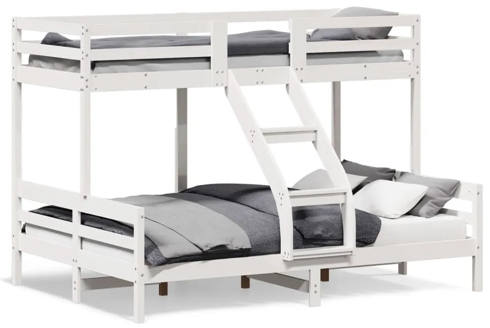 Poschodová posteľ 80x200/140x200 cm biela masívna borovica 3207166