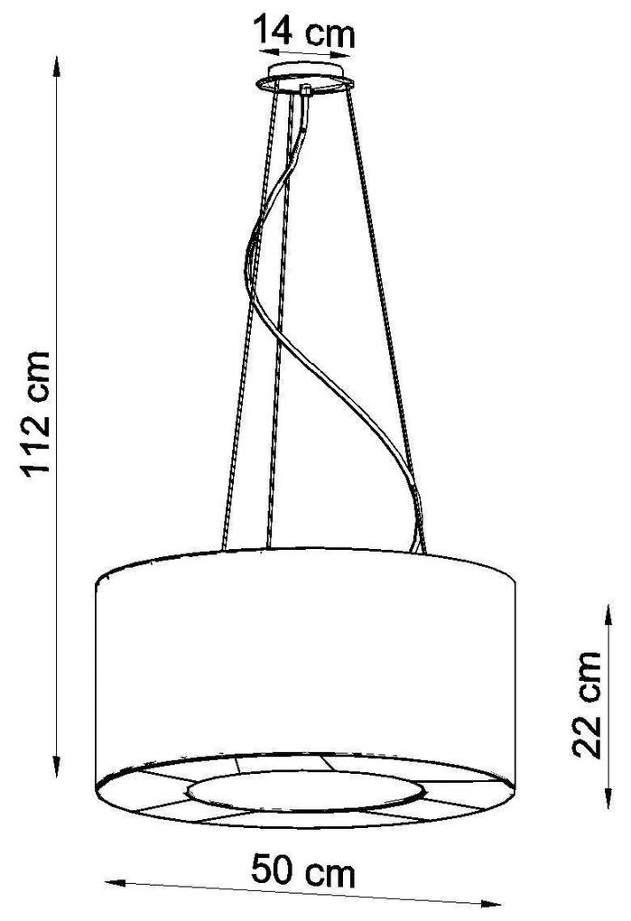 Závesné svietidlo Saturno, 1x čierne textilné tienidlo, (biely plast), (fi 50 cm)