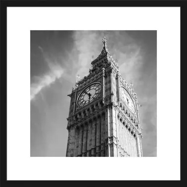 Rámovaný obraz Big Ben 40x40 cm, čiernobiely%
