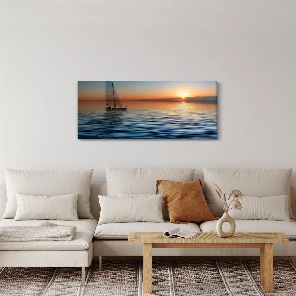 Obraz - Plachetnica na mori (120x50 cm)
