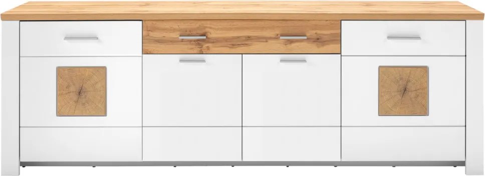 Široká komoda Matera, 220 cm,starý dub/biela